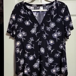 Black floral blouse